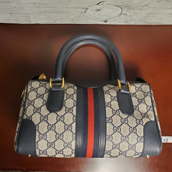Vintage GUCCI GG Supreme Monogram Ophidia GG Blue Boston Bag #2390069 - Picture 5 of 16
